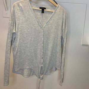 Forever 21 Grey Long-sleeve Knot Top | Size Medium